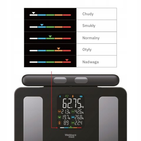 Waga łazienkowa analityczna 15 parametrów Apple Health Google Fit SCALA WEBBER WEBBER Waga łazienkowa analityczna 15 parametrów Apple Health Google Fit SCALA WEBBER WEBBER