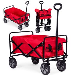 Wózek transportowy składany duży wózek ogrodowy plażowy czerwony 47x105 cm MultiGarden MultiGarden