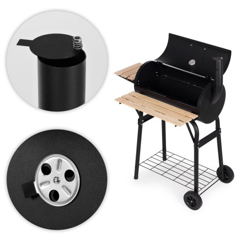Duży grill ogrodowy z termometrem komin 3 półki koła MultiGarden MultiGarden Duży grill ogrodowy z termometrem komin 3 półki koła MultiGarden MultiGarden