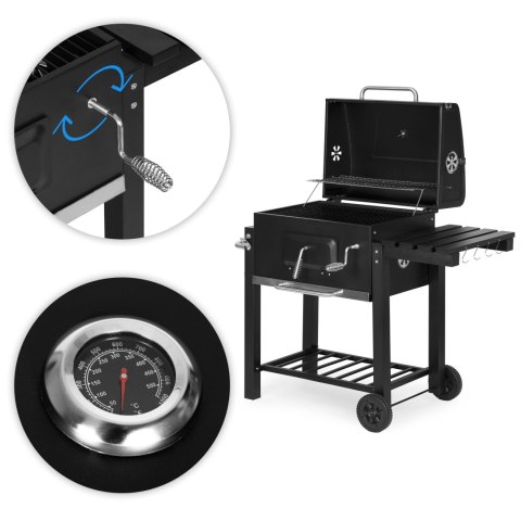 Grill węglowy duży ogrodowy z pokrywą termometr półki koła dmuchawa gratis MEBELKI24 Grill węglowy duży ogrodowy z pokrywą termometr półki koła dmuchawa gratis MEBELKI24