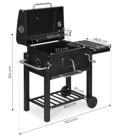 Grill węglowy duży ogrodowy z pokrywą termometr półki koła dmuchawa gratis MEBELKI24 Grill węglowy duży ogrodowy z pokrywą termometr półki koła dmuchawa gratis MEBELKI24