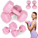 Hantle sześciokątne zestaw 2x2 kg ciężarki do ćwiczeń obciążniki fitness różowe ModernHome ModernHome