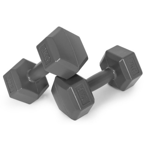 Hantle sześciokątne zestaw 2x2 kg ciężarki do ćwiczeń obciążniki fitness szare ModernHome ModernHome Hantle sześciokątne zestaw 2x2 kg ciężarki do ćwiczeń obciążniki fitness szare ModernHome ModernHome