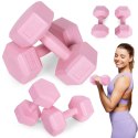 Hantle sześciokątne zestaw 2x3 kg ciężarki do ćwiczeń obciążniki fitness różowe ModernHome ModernHome