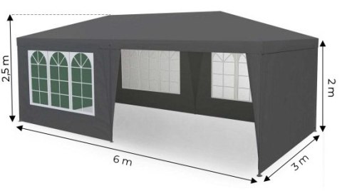 Namiot pawilon ogrodowy handlowy 3x6 m 6 ścianek szary MultiGarden MultiGarden Namiot pawilon ogrodowy handlowy 3x6 m 6 ścianek szary MultiGarden MultiGarden