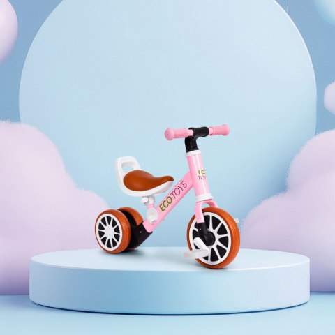 Rowerek trójkołowy biegowy z pedałami 2w1 różowy ECOTOYS ECOTOYS Rowerek trójkołowy biegowy z pedałami 2w1 różowy ECOTOYS ECOTOYS