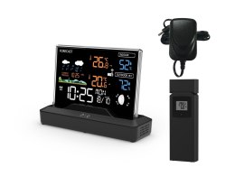 Stacja pogodowa podświetlana wyświetlacz LCD bezprzewodowa z czujnikiem zewnętrznym termometr barometr zegar LONGWELL INDUSTRIAL LTD