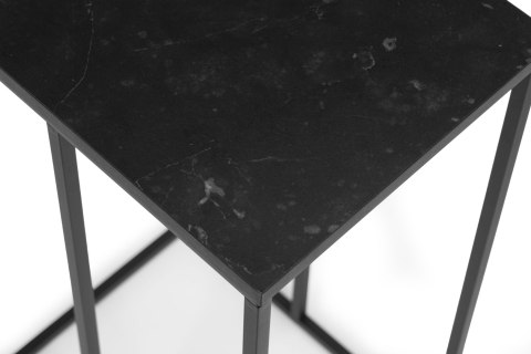 Stolik boczny pod laptopa kawowy w kształcie litery C marmur czarny ModernHome ModernHome Stolik boczny pod laptopa kawowy w kształcie litery C marmur czarny ModernHome ModernHome