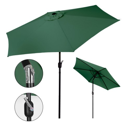 Duży parasol ogrodowy skośny łamany z korbą 6 żeber zielony 270 cm MultiGarden MultiGarden Duży parasol ogrodowy skośny łamany z korbą 6 żeber zielony 270 cm MultiGarden MultiGarden