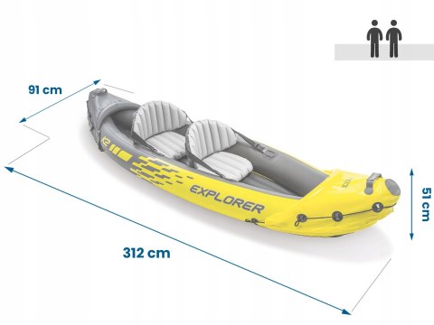 Kajak dmuchany Explorer K2 dla 2 osób wiosła + pompka INTEX 68307 INTEX Kajak dmuchany Explorer K2 dla 2 osób wiosła + pompka INTEX 68307 INTEX