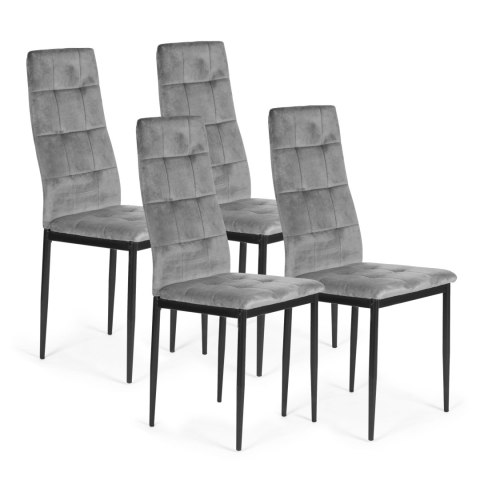 Komplet 4 krzeseł krzesło welurowe do jadalni i salonu 4 sztuki szare ModernHome ModernHome