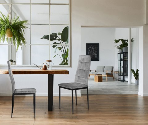 Komplet 4 krzeseł krzesło welurowe do jadalni i salonu 4 sztuki szare ModernHome ModernHome Komplet 4 krzeseł krzesło welurowe do jadalni i salonu 4 sztuki szare ModernHome ModernHome