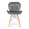 Komplet 4 krzeseł welurowych do jadalni i salonu szare ModernHome ModernHome