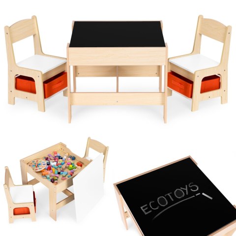 Zestaw mebli dla dzieci stolik + 2 krzesła tablica kredowa ECOTOYS ECOTOYS Zestaw mebli dla dzieci stolik + 2 krzesła tablica kredowa ECOTOYS ECOTOYS