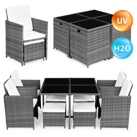 Komplet mebli ogrodowych z technorattanu 4 fotele 4 pufy stolik MultiGarden MultiGarden Komplet mebli ogrodowych z technorattanu 4 fotele 4 pufy stolik MultiGarden MultiGarden