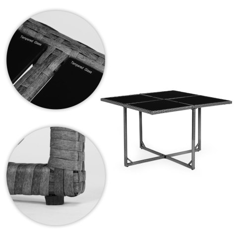 Komplet mebli ogrodowych z technorattanu 4 fotele 4 pufy stolik MultiGarden MultiGarden Komplet mebli ogrodowych z technorattanu 4 fotele 4 pufy stolik MultiGarden MultiGarden