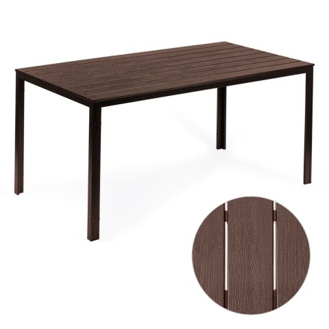 Stół ogrodowy 6-osobowy 156x78 cm polywood meble na taras brązowy ModernHome